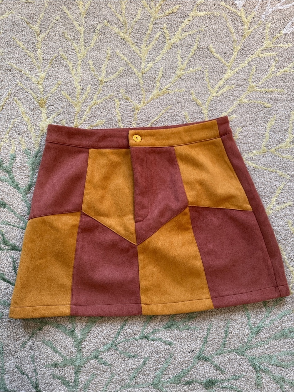Cider vegan suede mod retro Patchwork mini skirt L